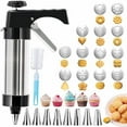 thumbnail image 2 of Cookie Press, Baking Spritz Cookie Press, Stainless Steel Cookie Press Gun Kit with 8 Frosting Tips and 6 Cookie Discs for Making Cookies and Decorating, Black, 2 of 9