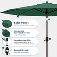 thumbnail image 6 of EastVita 9Ft Patio Umbrella with Solar Lights 32 LED Lights and Tilt Crank 8 Ribs Market Umbrella Polyester Fabric Dark Green, 6 of 6