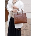 thumbnail image 6 of Genuine Cowhide Leather Women's Crocodile Embossed Tote Bag, Top Handle Crossbody Shoulder Purse, 6 of 8