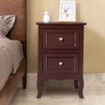 thumbnail image 3 of CRXX Brown Nightstand Set of 2 for Bedroom, Vintage Small Night Stand with Drawers, Farmhouse Side Table, Wooden End Tables with Curved Legs for Office, Mid-Century, 3 of 9