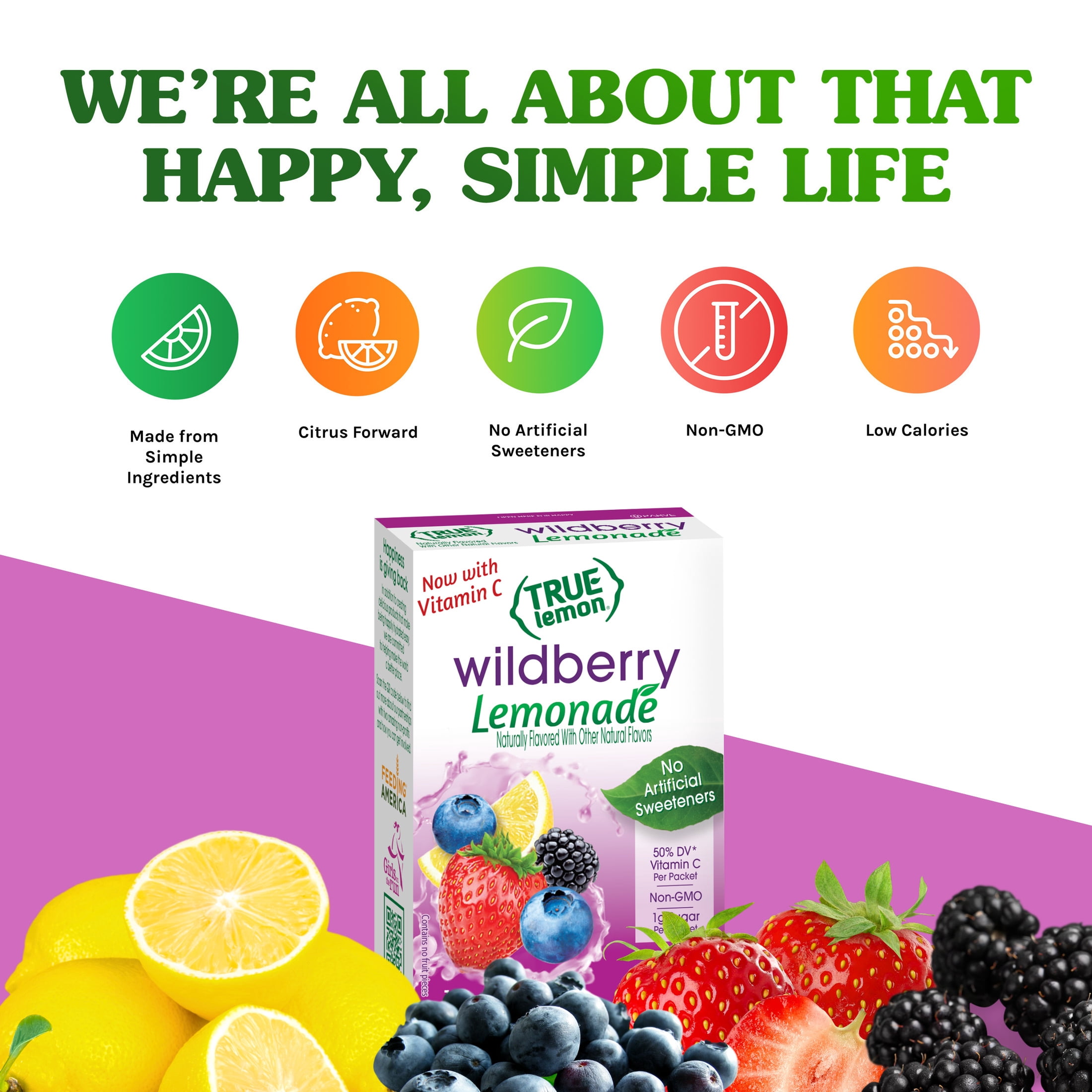(12 pack) True Lemon Wildberry Lemonade Drink Mix Powder, 10 Calories, No Artificial Sweeteners, 10 Count Box