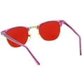 thumbnail image 4 of True Vintage Horn Rimmed Semi Rimless Sunglasses Mirrored Square Lens 49mm (Magenta / Red Mirror), 4 of 4