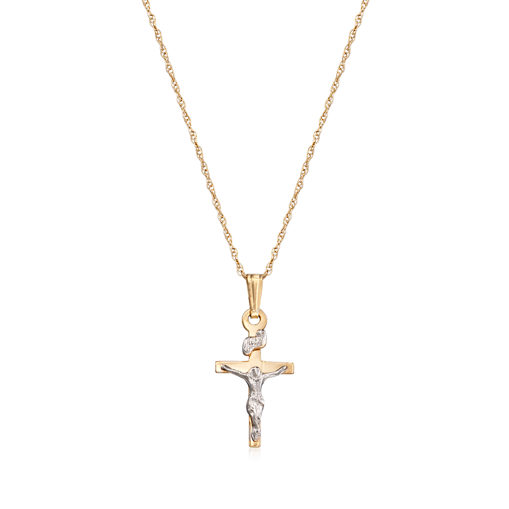 RossSimons Child's 2Tone Crucifix Pendant Necklace in 14kt Yellow