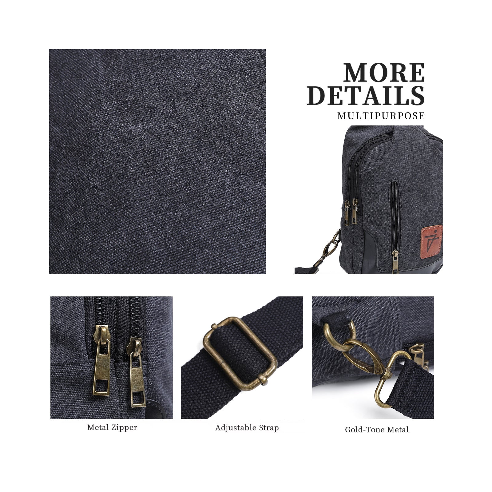 Men Sling Bag Waxed Canvas Crossbody Bag with one strap Travel Hiking Chest Bag daypack