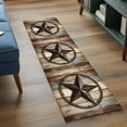 thumbnail image 4 of Kitchen Runner 2 x 6 Ft, Western Texas Star Retro Non-Slip Residential Carpet, Rustic Farmhouse Wooden Brown Indoor Crawling Mats Runner Rugs for Living Room/Dining Room/Bedroom, 4 of 9