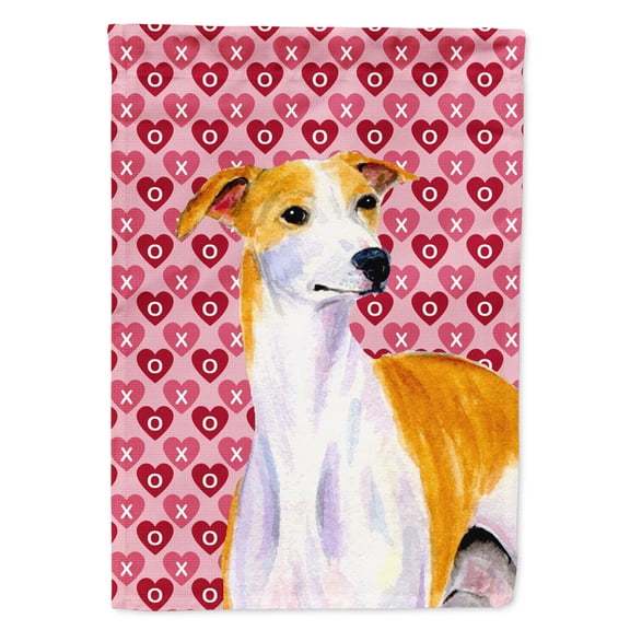 Carolines Treasures LH9148-FLAG-PARENT Whippet Hearts Love and Valentines Day Portrait Flag  multicolor