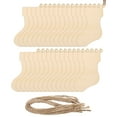thumbnail image 1 of Recortes de calcetines de madera navideños, letrero de madera colgante con cuerda para manualidades, colgante para árbol de Navidad, paquete de 30, 1 of 4