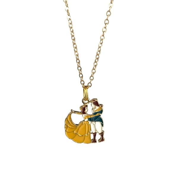 Beauty and the Beast Pendant Necklace Formal Dance Enamel Metal Charm