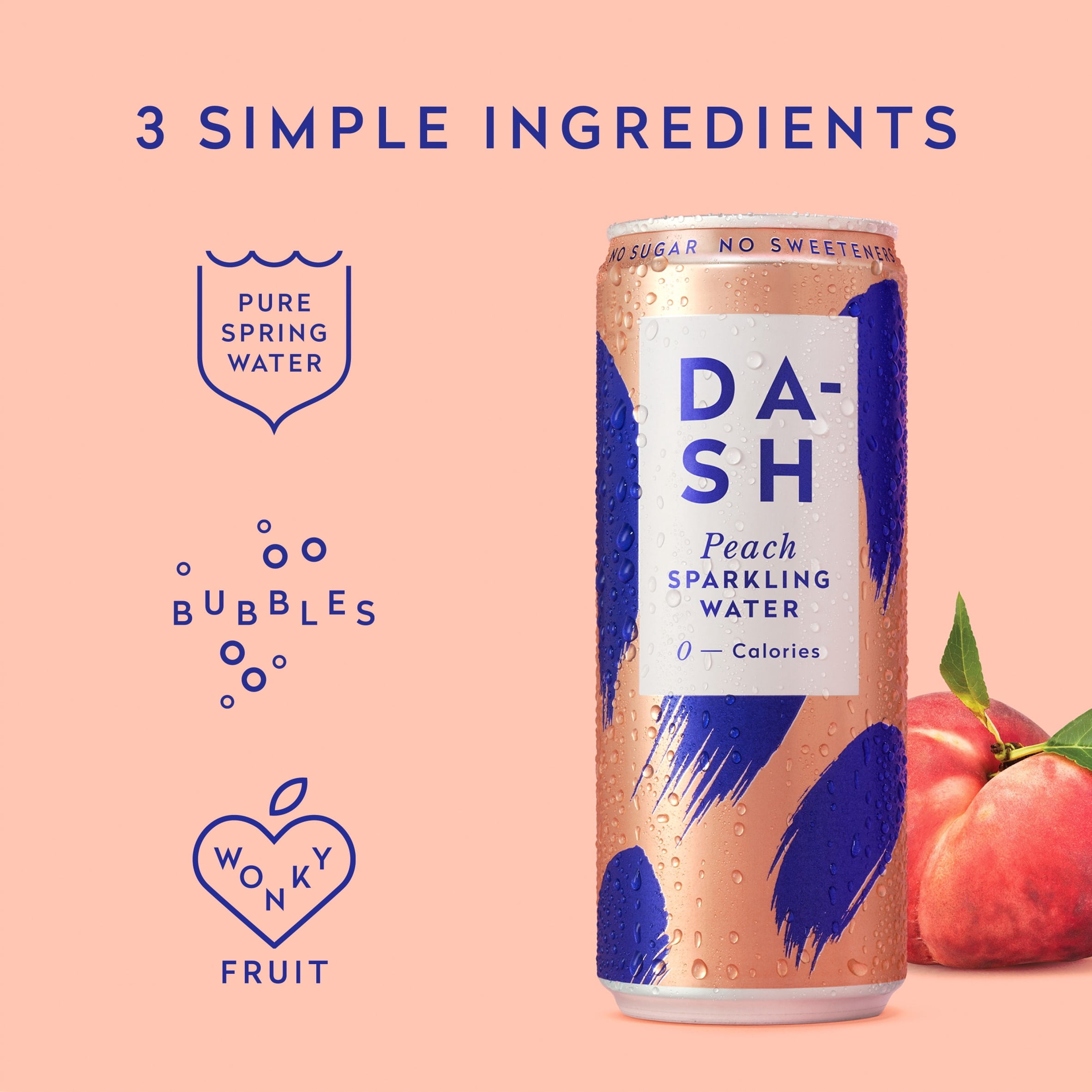 Dash Peach Sparkling Water 4 x 330ml, Imported from Britain