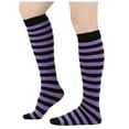 thumbnail image 2 of Wuxian Womens Socks Ladies Striped Knee High Stockings Calf Socks Christmas Socks Soft Cozy Fuzzy Socks,Purple,One Size, 2 of 4