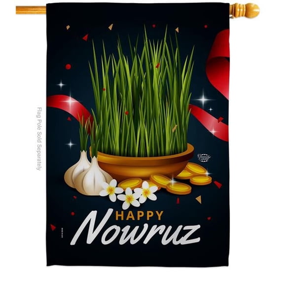 Ornament Collection H192513-BO Sabzeh Celebration Nowruz Double-Sided Garden Decorative House Flag, Multi Color