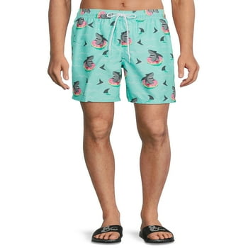 No Boundaries Men's & Big Men's Novelty Print 7" Swim Trunks