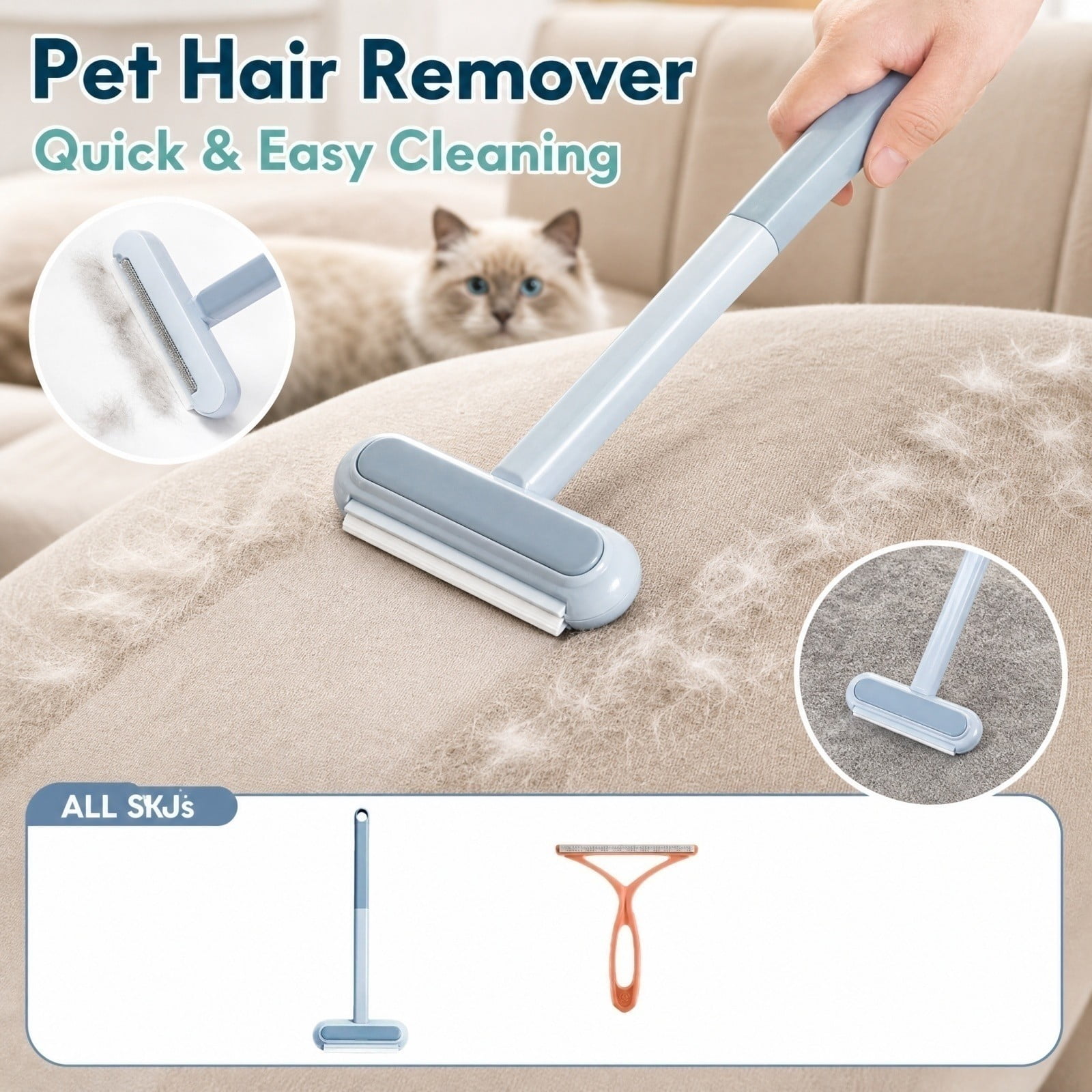 Pet Hair Remover Lint Brush Reusable Double Sided Lint Scraper 2 Pack Set for Removing Cat Dog Fur from Couch Carpet Bedding Clothing Sofa Home and Car Detailing Daily Pet Grooming Supplies