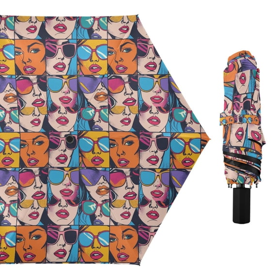 Cool Girls Face Compact Sun Umbrella Windproof Travel Umbrellas for Rain Strong Portable UV Protection