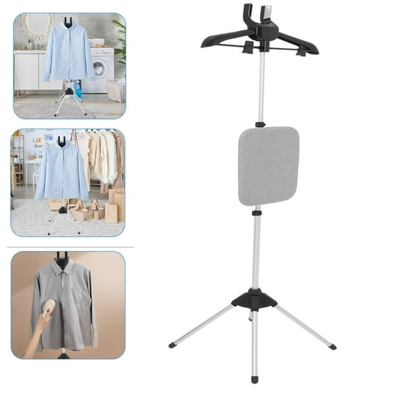 YEAHIBABY Black Clothes Steamer Stand with Built in Ironing Board Foldable and Stable for Home
