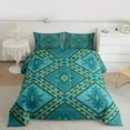 thumbnail image 2 of jejeloiu Retro Aztec Geometric Queen Comforter Set,Vintage Rhombus Triangle Bedding Sets,Cyan Orange Bedding Comforter Set For Men Women,Breathable Home Decor Reversible,3 Pieces, 2 of 8