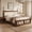 Brown + Beige, variant on Christopher Knight Home Queen Wood Bed Frame with Scalloped Tufted Chenille Headboard, Brown+Beige