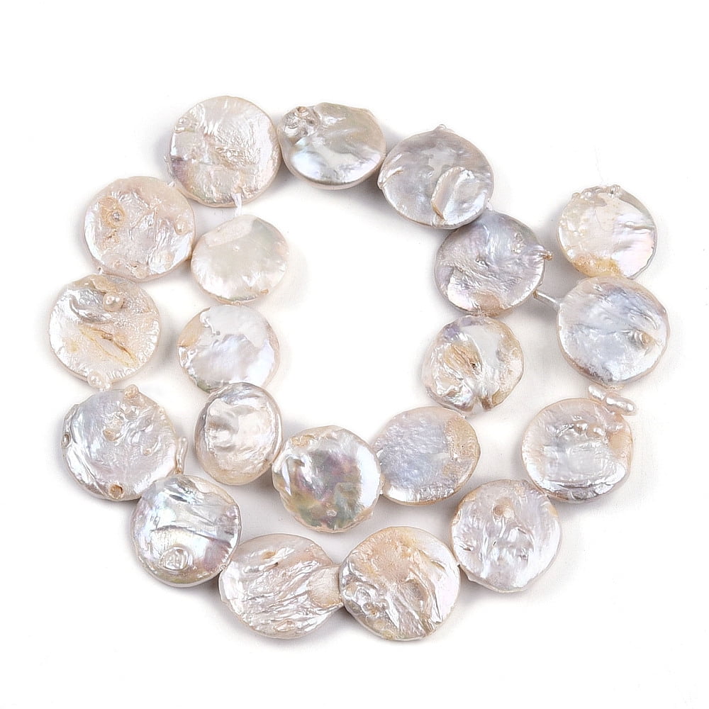 Natural Baroque Keshi Pearl Beads Strands Natural Nucleated Pearl Nuggets Seashell Color 17~25x15.5~27.5x3.5~9mm Hole: 0.6mm about 17~20pcs/strand 14.76~15.55''(37.5~39.5cm)