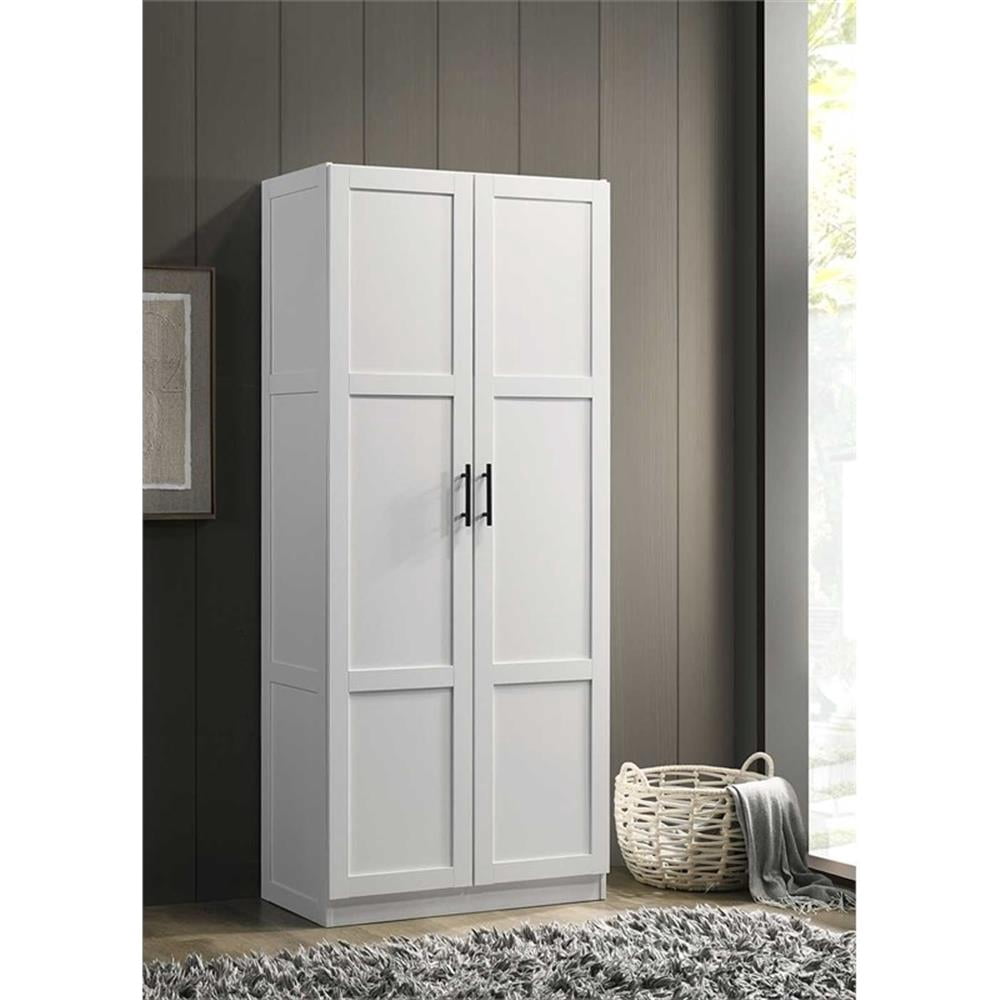 Pemberly Row Contemporary Engineered Wood Storage Cabinet in White