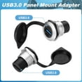 thumbnail image 3 of USB3.0 Panel Mount Adapter, Female to Female Panel Mount Connector Socket Round USB Data Extension Coupler Adapter with Dust Cover for Data Transfer/Charging, Silver, 3 of 7