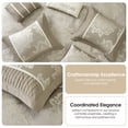 thumbnail image 6 of Nanshing Home 15 Piece Beige Damask Jacquard Comforter Set, King Size, Room in a Bag, Matching Bedskirt, Flat Sheet, Fitted Sheet, Pillow Shams, Curtains, 6 of 9