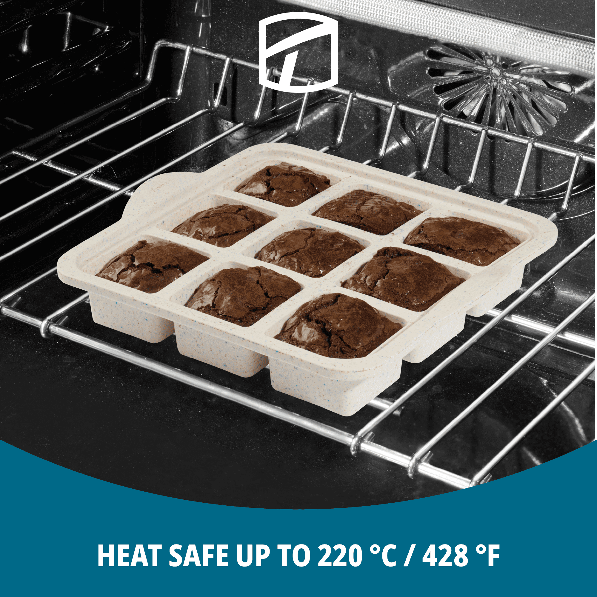 Trudeau Structured Silicone 9-Cavity Brownie Mold, Cookie, Brookie, Banana Bread, Zucchini Bread, Cake, Pound Cake, Cheesecake, Lasagna