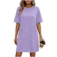 thumbnail image 2 of Kvsilth Women's Casual Dresses Loose Solid Short Sleeve Summer Dress with Pockets Daily Street Wear, 2 of 6