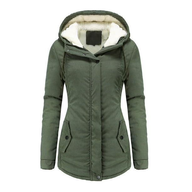Winter Coat Parka Jacket Zip, Women S Olive Green Winter Coats