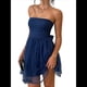 thumbnail image 2 of Vestido de Cóctel de Verano para Mujer: Minivestido de Tubo con Volantes Fruncidos Azul Marino M, 2 of 10