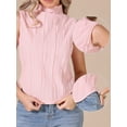 thumbnail image 2 of DARING DIVA Women's Sleeveless Mock Neck Tank Top Textured Business Blouse S Pink, 2 of 6
