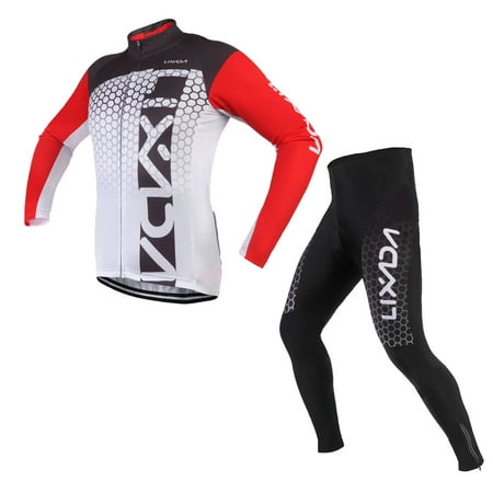 Lixada Unisex Breathable Comfortable Long Sleeve Padded Pants Trousers Winter Cycling Clothing Set Road Bike Riding