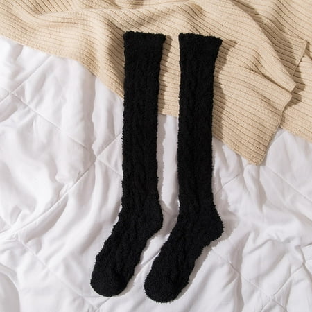 

Women Socks Winter Winter Women Coral Fleece Socks Middle Tube Sleeping Home Solid Calf Socks Christmas Gifts Socks for Women