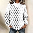thumbnail image 5 of BangWanChi Women's Polka Dot Crew Neck Sweatshirt Long Sleeve Pullover with Front Pocket Casual Fall Top White XXL, 5 of 6