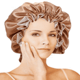 thumbnail image 2 of TELOLY Bonnet for Sleeping Satin Satin Bonnet Double Layer Satin Bonnet for Sleeping,Yellow, 2 of 3
