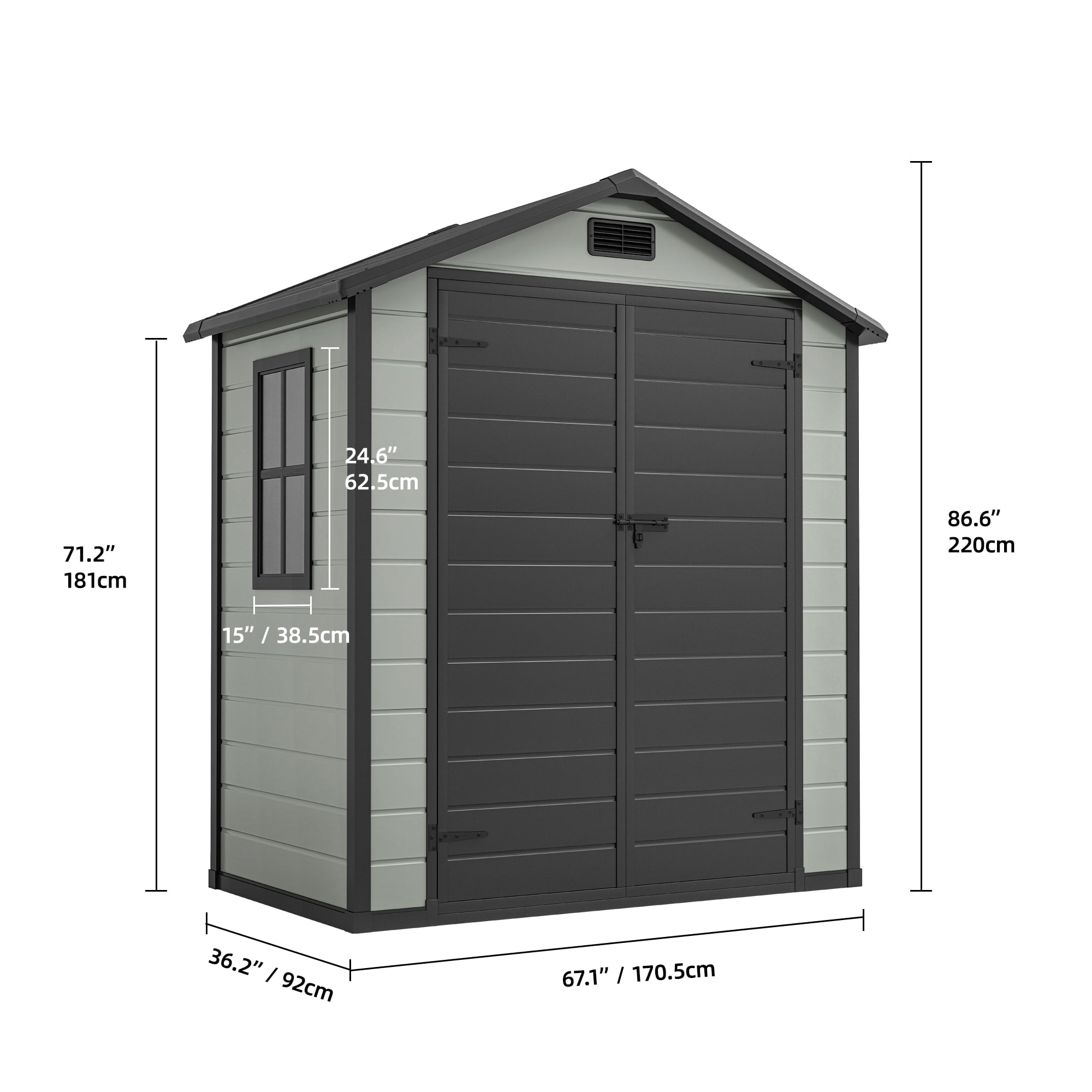 Uforic 6x4 FT Resin Storage Shed, Reinforced Floor, Lockable Door, Window & Vents, Waterproof for Garden Backyard Patio Lawn
