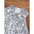 thumbnail image 6 of Sholeno Kids Girls Sequins Ballet Dance Clothes Single Long Sleeve Gymnastics Leotard Unitard with Silver 14, 6 of 7