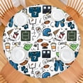 thumbnail image 2 of Blue Football Game Icons Pattern Round Fitted Tablecloth with Elastic Edge,Dining Table Cover Waterproof,Outdoor Round Tablecloth for Camping,Dining,Indoor and Outdoor, 2 of 7