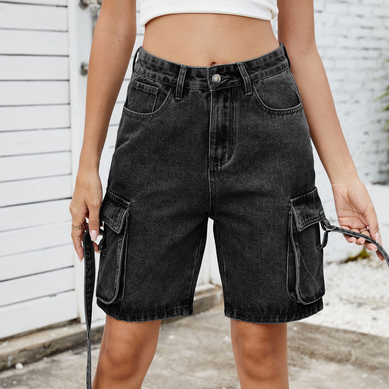 Sexlip Women's Utility Cargo Shorts Side Pocket Detail Adjustable