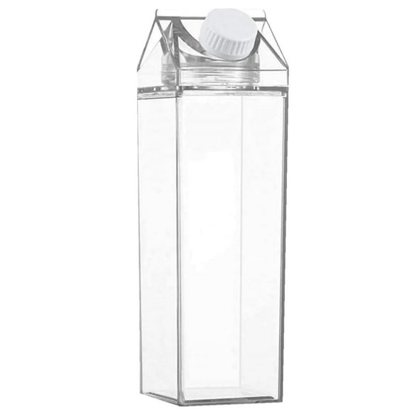Clearance Transparent Milk Carton Container 17/35oz Reusable Juice Container for Fridge Leakproof Water Bottle with Lids for Drink Storage