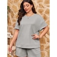 thumbnail image 4 of Womens 2 Pieces Loungewear Knit Sets Short Sleeved Casual Tops & Elastic Waist Shorts Pants Sport Wear, 4 of 5