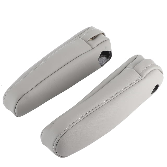 Funda para reposabrazos de asiento, 2 piezas de microfibra de cuero sintético para tarjetas de inserción, funda para reposabrazos de asiento de coche, funda de cuero sintético(GRIS)