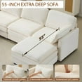 thumbnail image 4 of 136" Plush Cloud Modular 4-Seater Sofa with 2 Footstools, Beige Corduroy, Foam Cushions, Throw Pillows, Modern Sectional for Living Room, Bedroom, Apartment, Heavy Duty, Cushion Back, Compact Design, 4 of 8