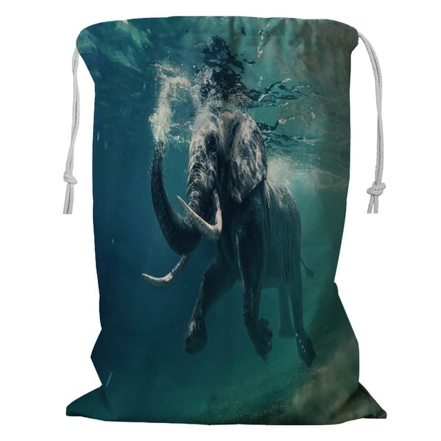 Cesta de Almacenamiento ABPHQTO Elefante Submarino Océano Africano Espejos Ondas Bolsa de Lavandería con Cordón 45x60 cm