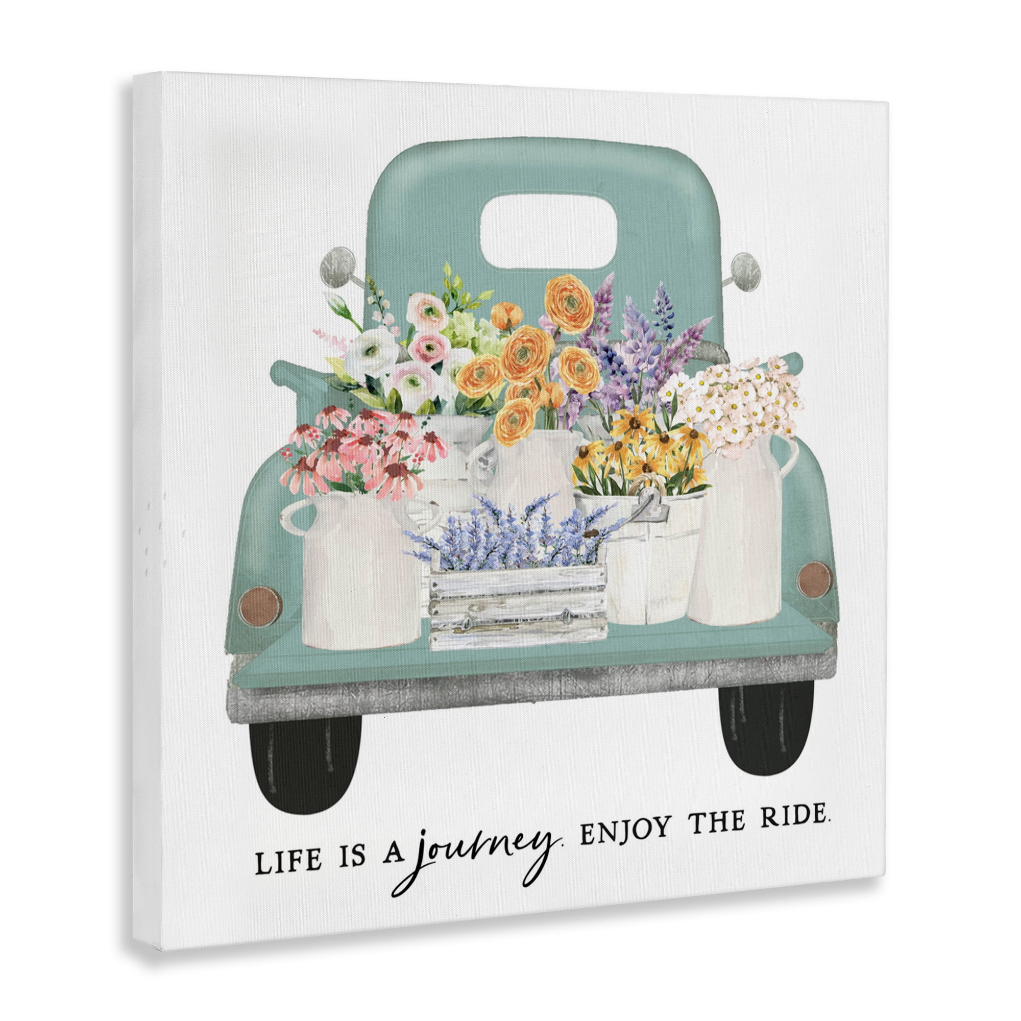 Enjoy Ride Floral Truck Canvas Wall Art, design by Lettered and Lined