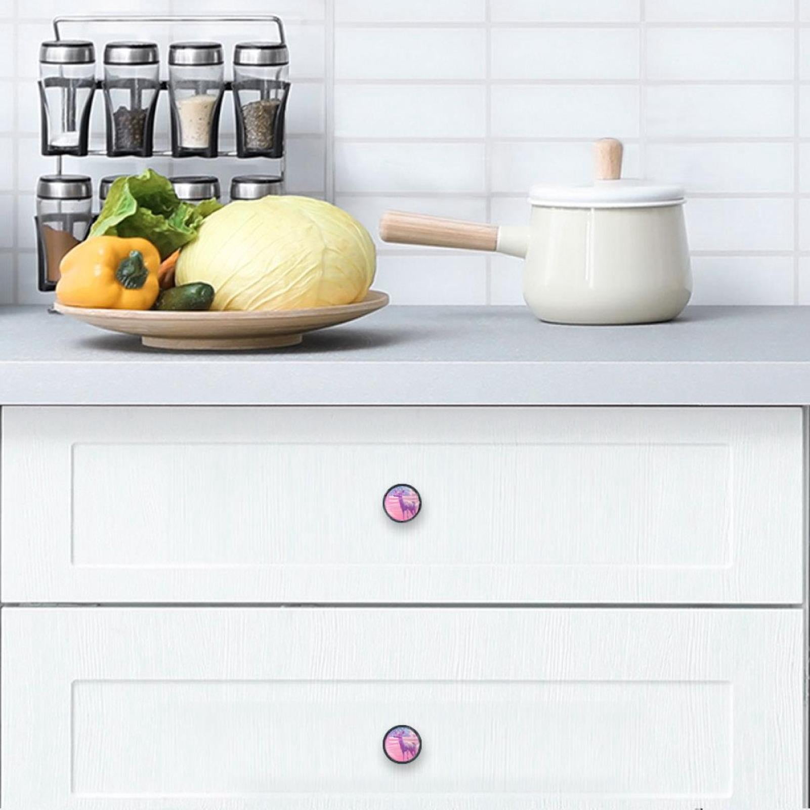4 Pcs Deer and American Flag Knobs for Kitchen Cabinet Cupboard Dresser Bookcase Drawer Pulls Handles Round Home Decor