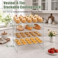 thumbnail image 3 of Vesteel 4-Tier Stainless Steel Cooling Racks, Stackable Baking Cooking Racks for Bread Cookie Cakes, Wire Racks with Folding Legs, Oven & Dishwasher Safe, 16.5’’ x 11.4’’, 3 of 8