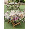 thumbnail image 3 of Outdoor Tablecloth with Umbrella Hole and Zipper, Easter Rabbits Round Table Cloth 60 Inch Waterproof Tablecloth, Cute Bunny Eggs Flowers Botanical Spring Beige Picnic Table Cover for Patio Camping, 3 of 7