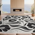 thumbnail image 2 of Design&I 4'x6' Washable Area Rug Snag-Free Skid-Resistant Medium Black White Floral and Leaf Design Elegant Swirling Foliage with Dotted Accents for Home Office, Under Desk, 2 of 7