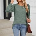 thumbnail image 4 of Scyoekwg Womens Fall Tops Crewneck Lightweight Pleated Tunic Tops Loose Fashion Dressy Casual Blouses Vintage Long Sleeve Tops Fall Clothes Solid Color Pullover(Army Green,L), 4 of 7