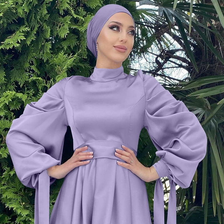 Muslim Maxi Dress Fashion Hijab Dresses Solid Color Islam Clothing Abaya  Dresses - Walmart.com